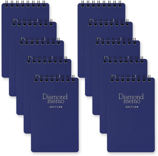 DESIGNPHIL Midori 11732006 Diamond Memo, Medium, Grid Ruled, Blue, Set of 10