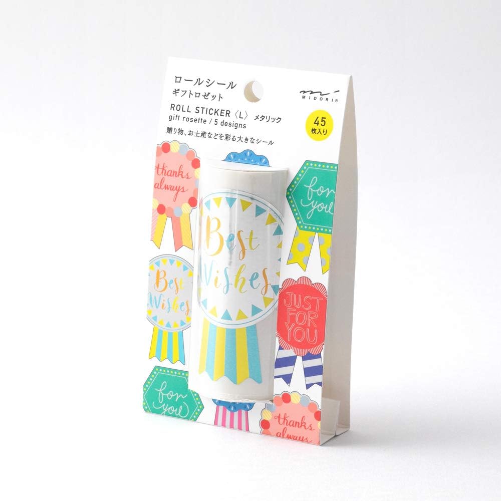 Midori 82473006 Stickers, Roll Stickers, L, Metallic Gift, Rosette Pattern