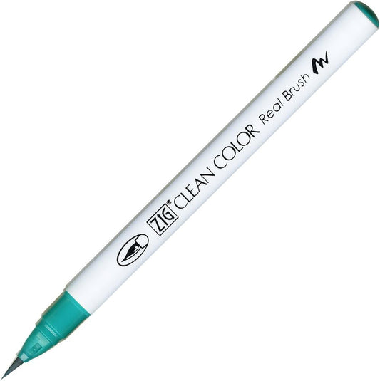 Kuretake ZIG Clean Color Real Brush Pen, Turquoise Green Ink, brush no.25 (RB-6000AT-042)