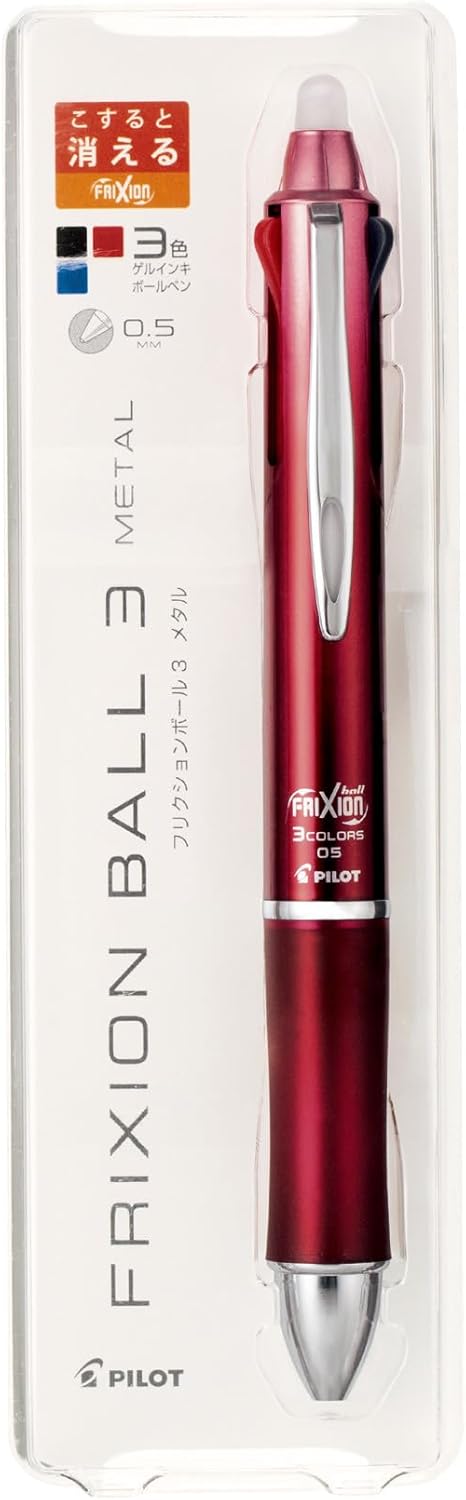 PILOT Frixion Ball 3 Metal Ballpoint Pen, Gradation Red Body (LKFB-150EF-GRR)