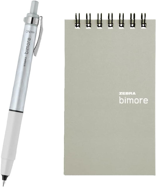 ZEBRA SE-JJ114-S Gel Ballpoint Pen, Bimoor Notepad Set, Beautiful Letters, Black Ink, Silver Axis