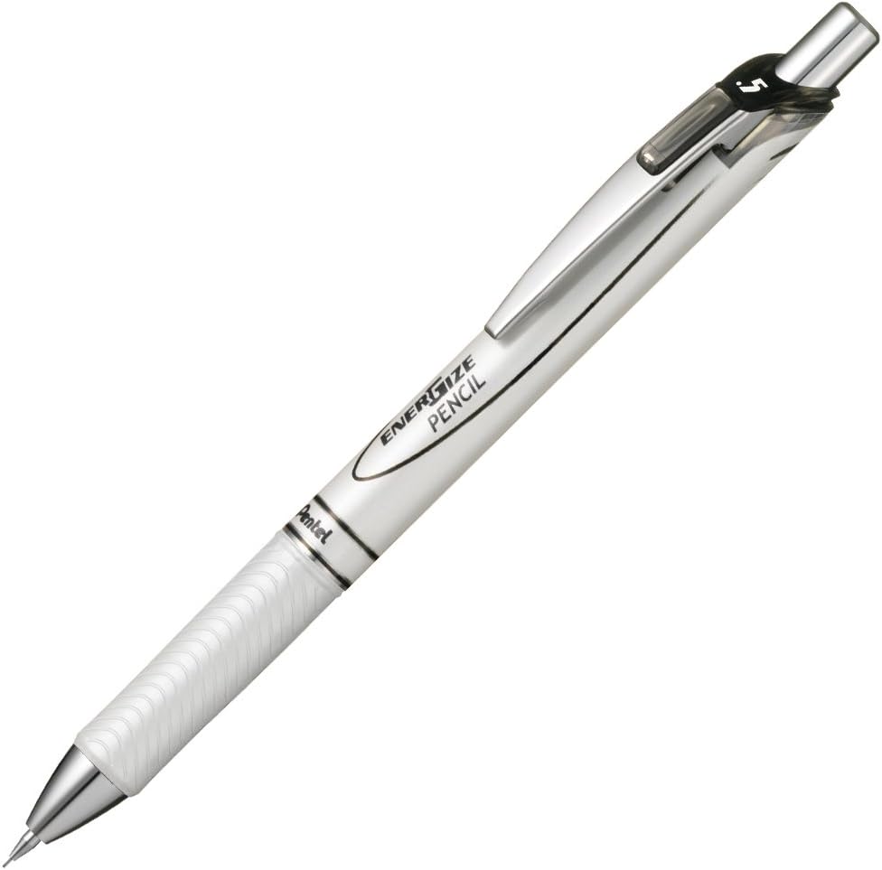 Pentel XPL75-AW EnerGel Mechanical Pencils, 0.02 inches (0.5 mm), Pearl Black, 5 Pieces