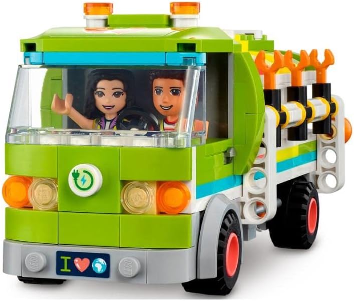 LEGO 41712 Friends Recycling Truck Toy for 6 Year Old Kids with Dumpsters and Trash Bins, Educational and Fun Set on Garbage Collector Craft