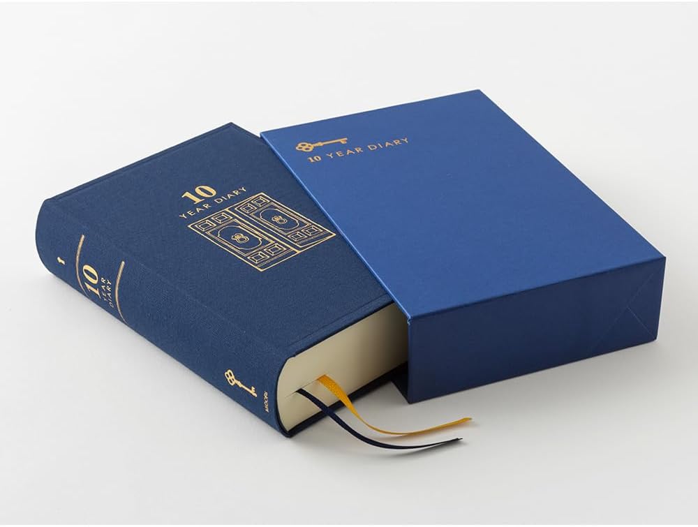 DESIGNPHIL Midori 12397006 Diary, 10 Years Consecutive Door, Navy Blue
