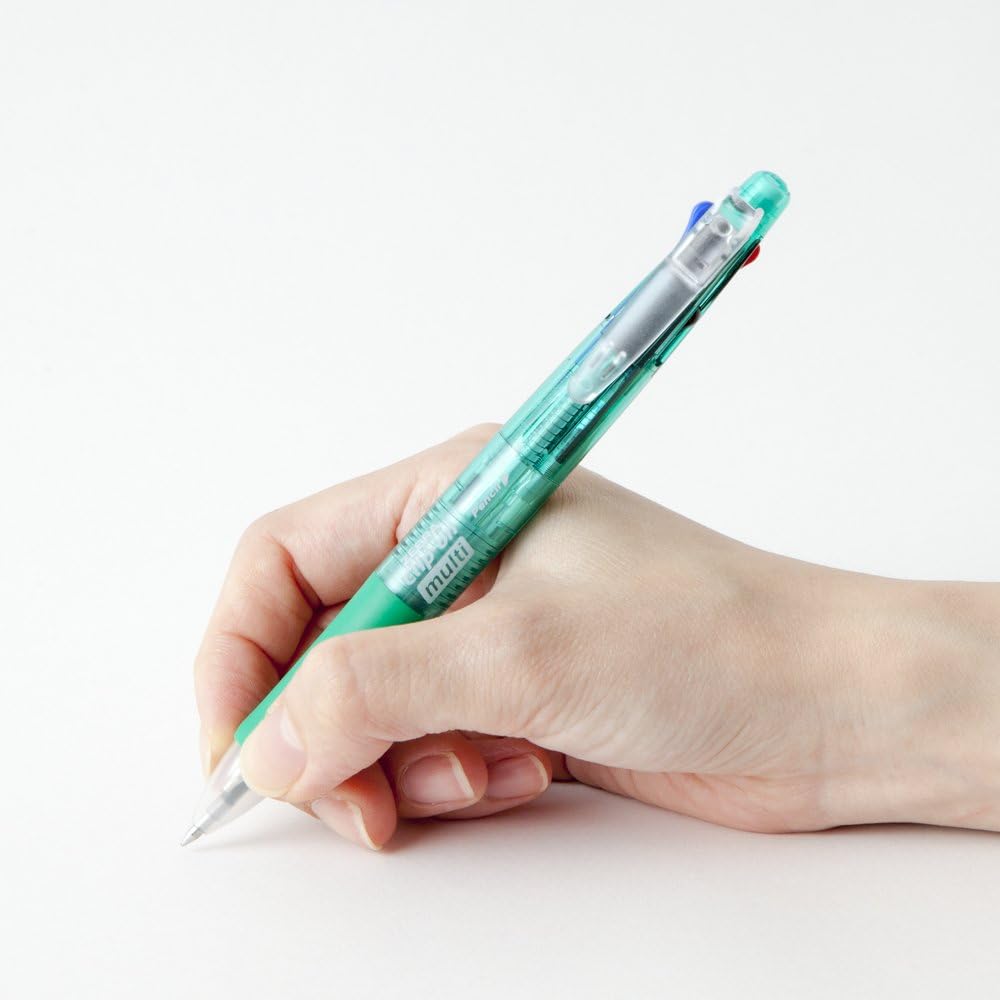 ZEBRA Clip-On Multi Color Multifunctional Pen, Clear Green Barrel (B4SA1-G)