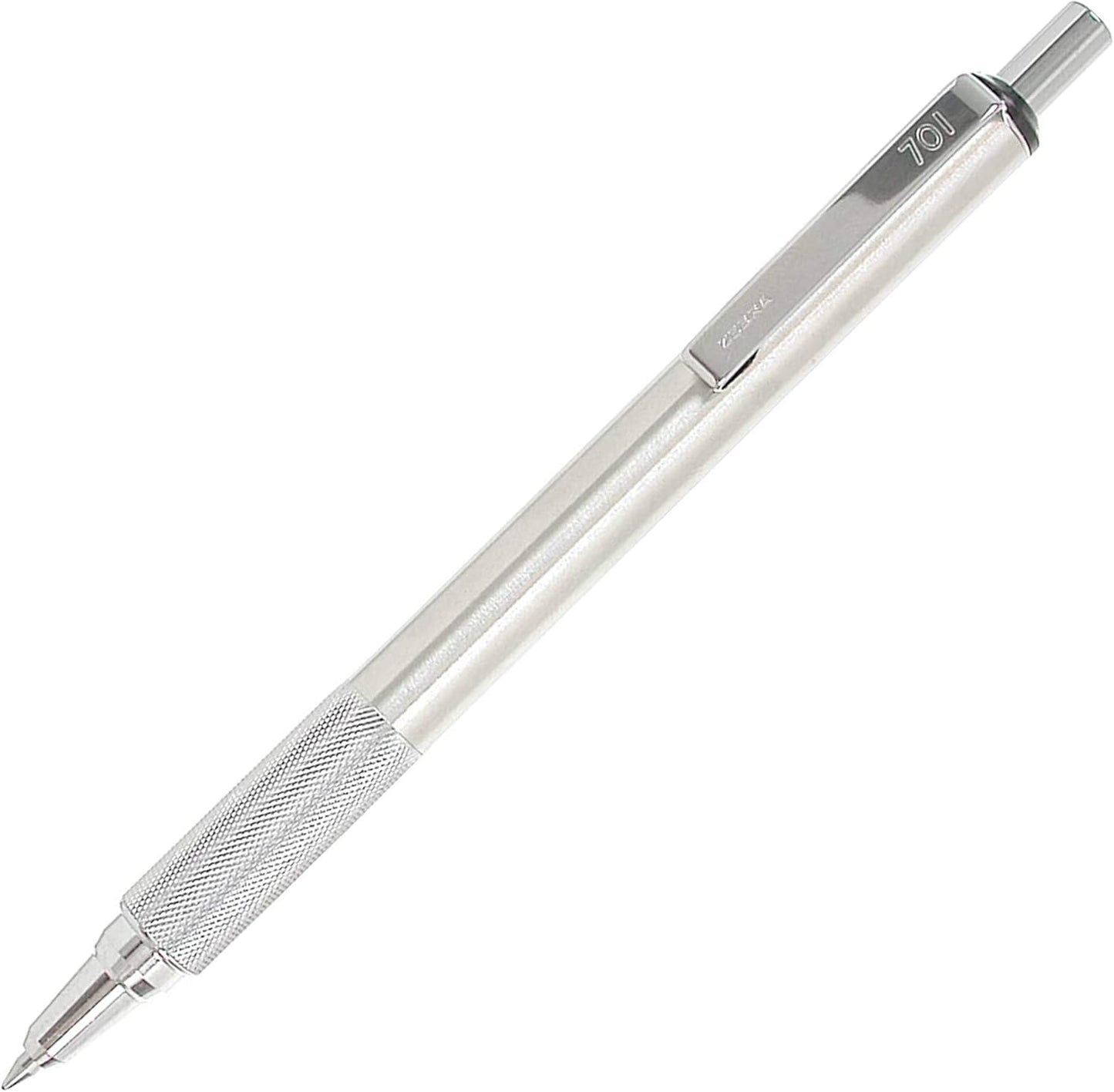 ZEBRA F-701 Metal Pen - Ballpoint Fine Point Stainless Steel - 0.8mm - Black Ink - Retractable ZEBRAs with 2 Black Ink Refills