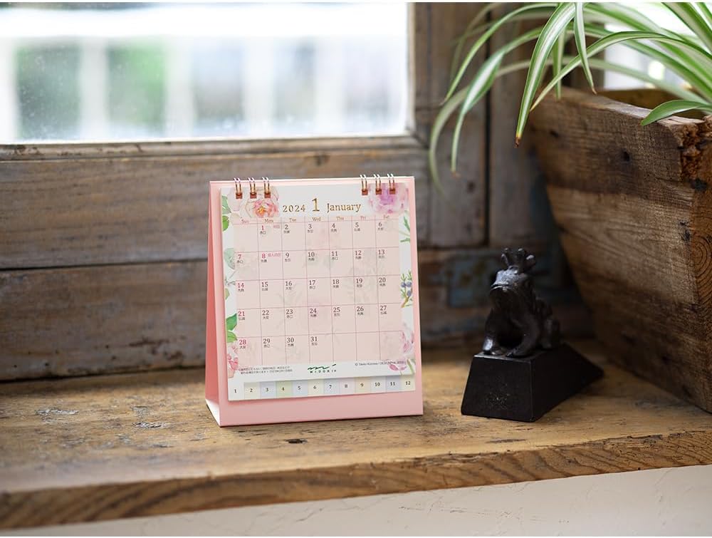Midori 31269006 2024 Calendar, Tabletop, S, Country Time Floral Pattern (country time floral pattern)