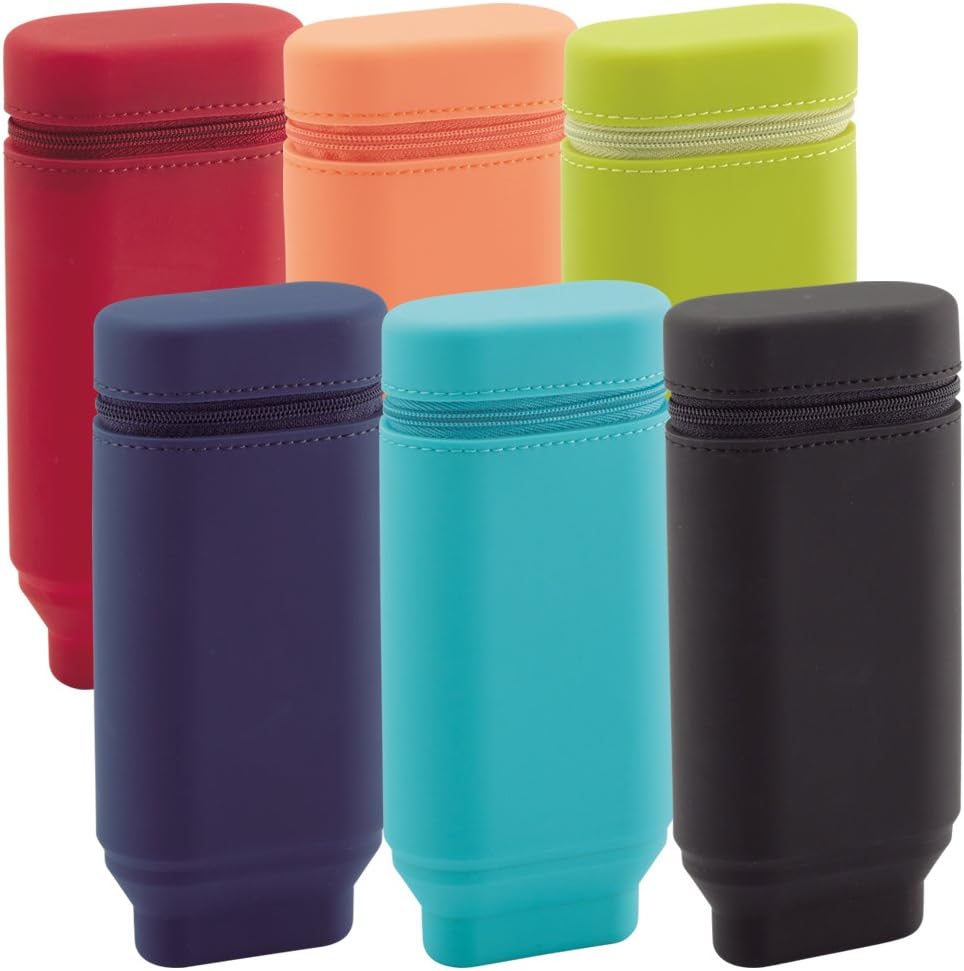 Lihit Lab A7694-3 Stand Pen Case, Oval Type, Red