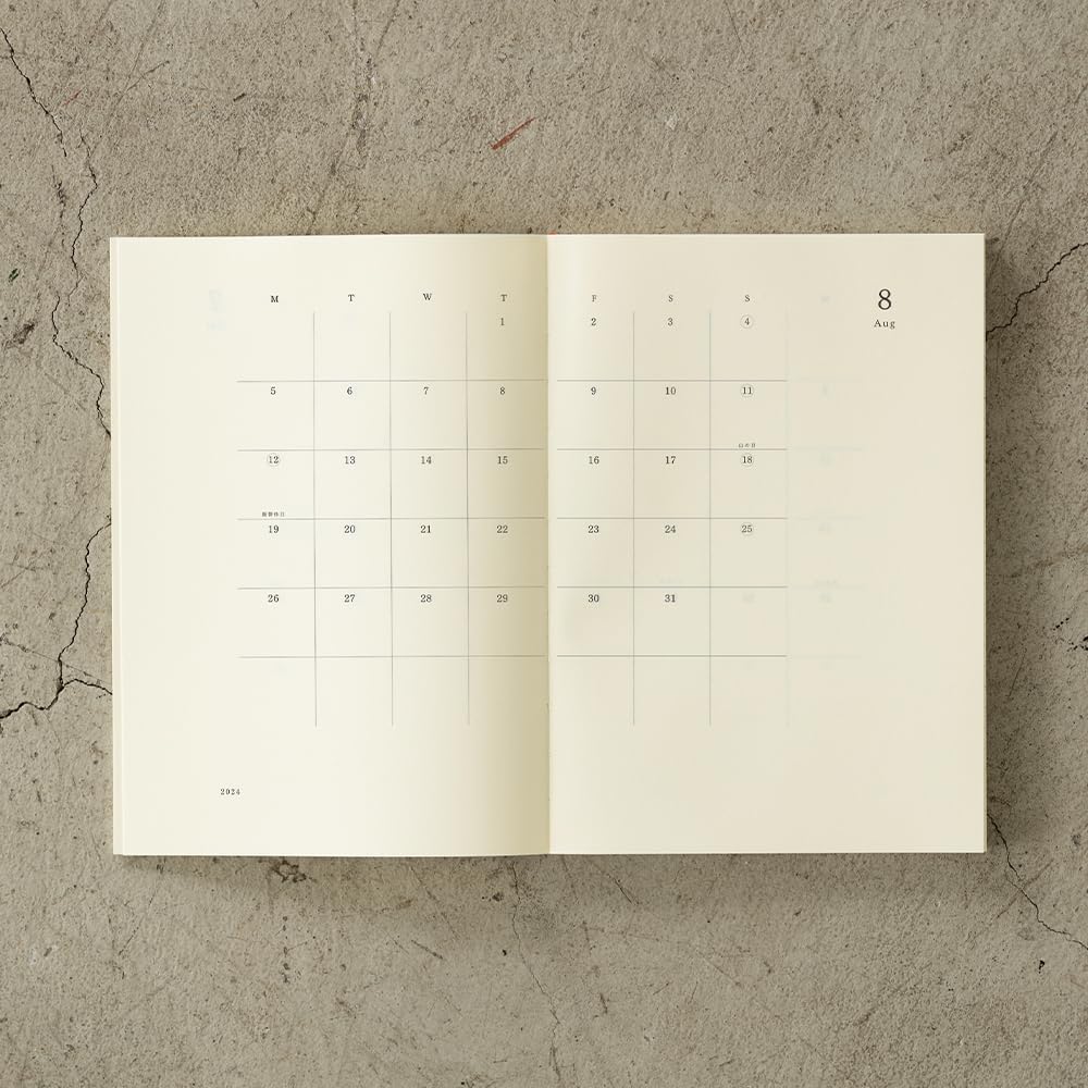 Midori 22278006 MD Notebook Diary, Notebook Stickers, 2024, M, Monthly (Starts December 2023) (Paperback (Monthly))