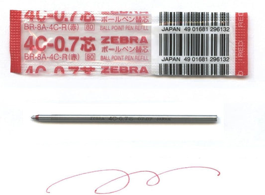 ZEBRA 4C-0.7 0.7mm Refill (Red Ink)