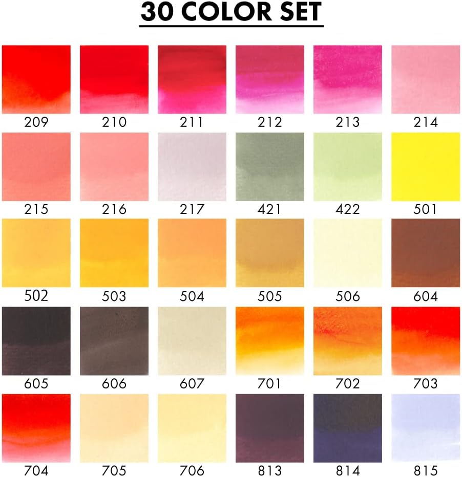 Kuretake ZIG Clean Color Real Brush, 30 colors set C, Flexible Brush Tips, Watercolor Pens for Painting, Drawing, Calligraphy and Brush Lettering for Artists, Made in Japan