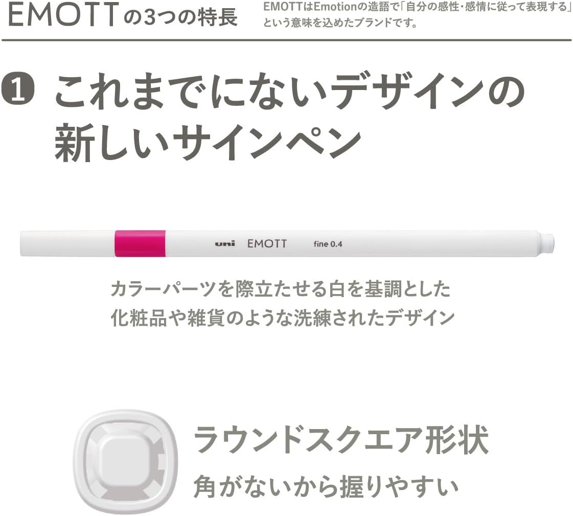 Uni Water Based Pen EMOTT 5 Colors Set No.1Vivid Color, PEM-SY 5C No.1