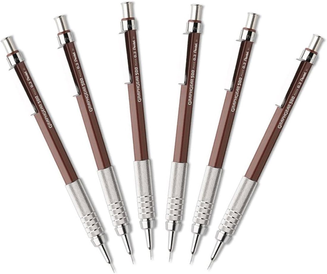 Pentel GraphGear 500 Mechanical Drafting Pencil, 0.3mm, Extra Fine Line, Brown Barrel (PG523E, Japan Import)