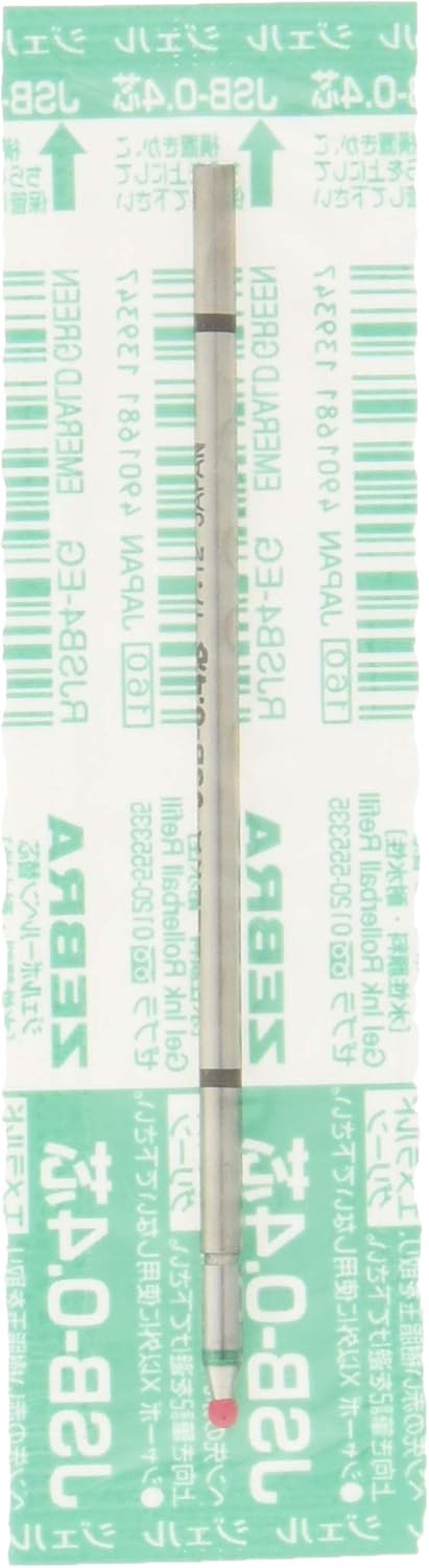ZEBRA BRJSB4EG Gel Ballpoint Pen Refill, Sherbo JSB-0.4 Lead, Emerald Green, 10 Pens