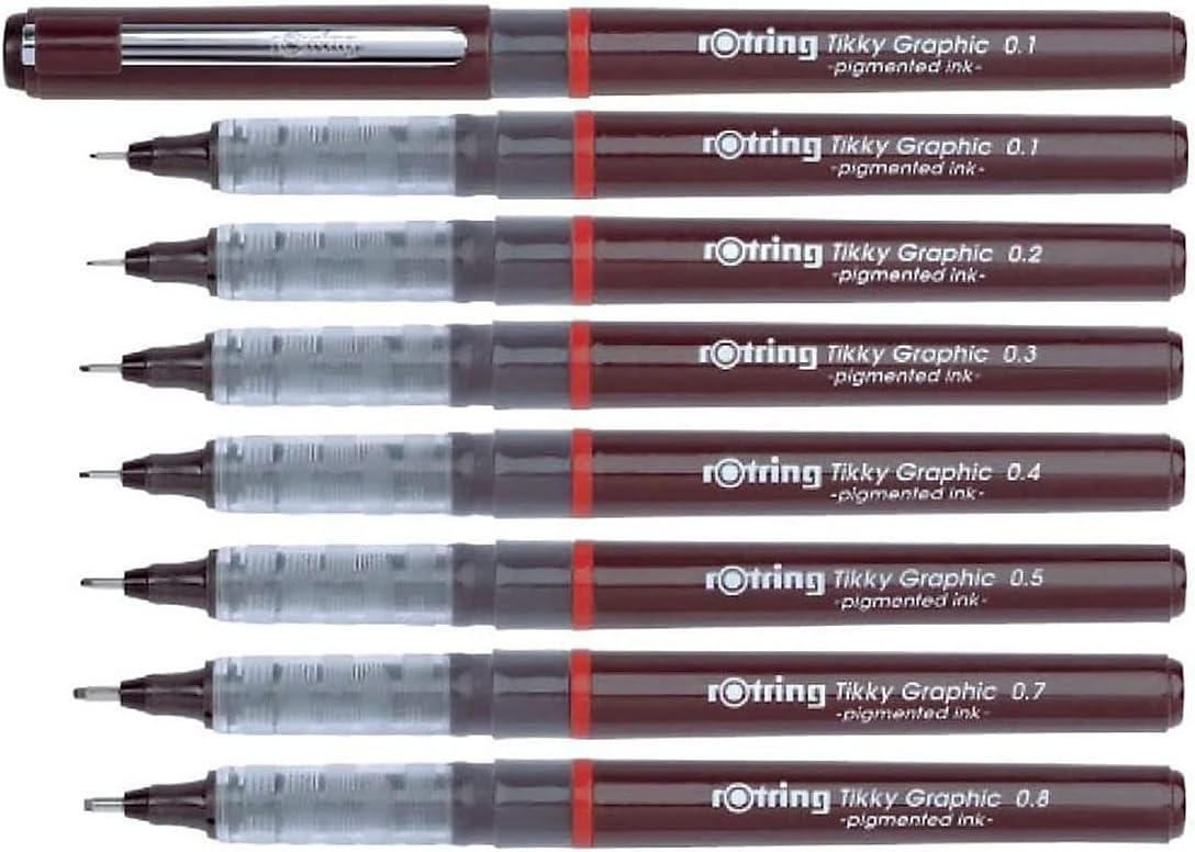 rOtring Tikky Fine Liner Fiber Tip Graphic Pen, 0.2 mm, Black Ink (1904752)