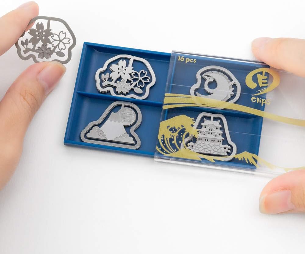 Etched Clips Japanese Symbol Pattern Made in Japan Paper Clip