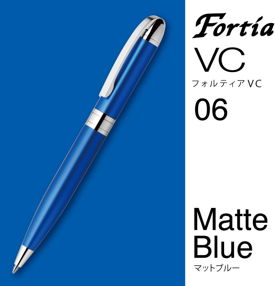 ZEBRA Oil Based Ink Ballpoint Pen, Fortia VC, Black Ink, Matte Blue Body - BA93-MTBL
