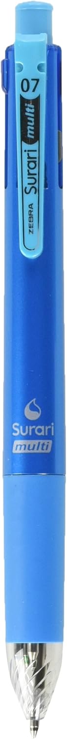 ZEBRA Multi Function Surari 4S Black/Red/Blue/Green Ink 0.7mm Ballpoint Pen, 0.5mm Mechanical Pencil, Light Blue Body (B4SA11-LB)