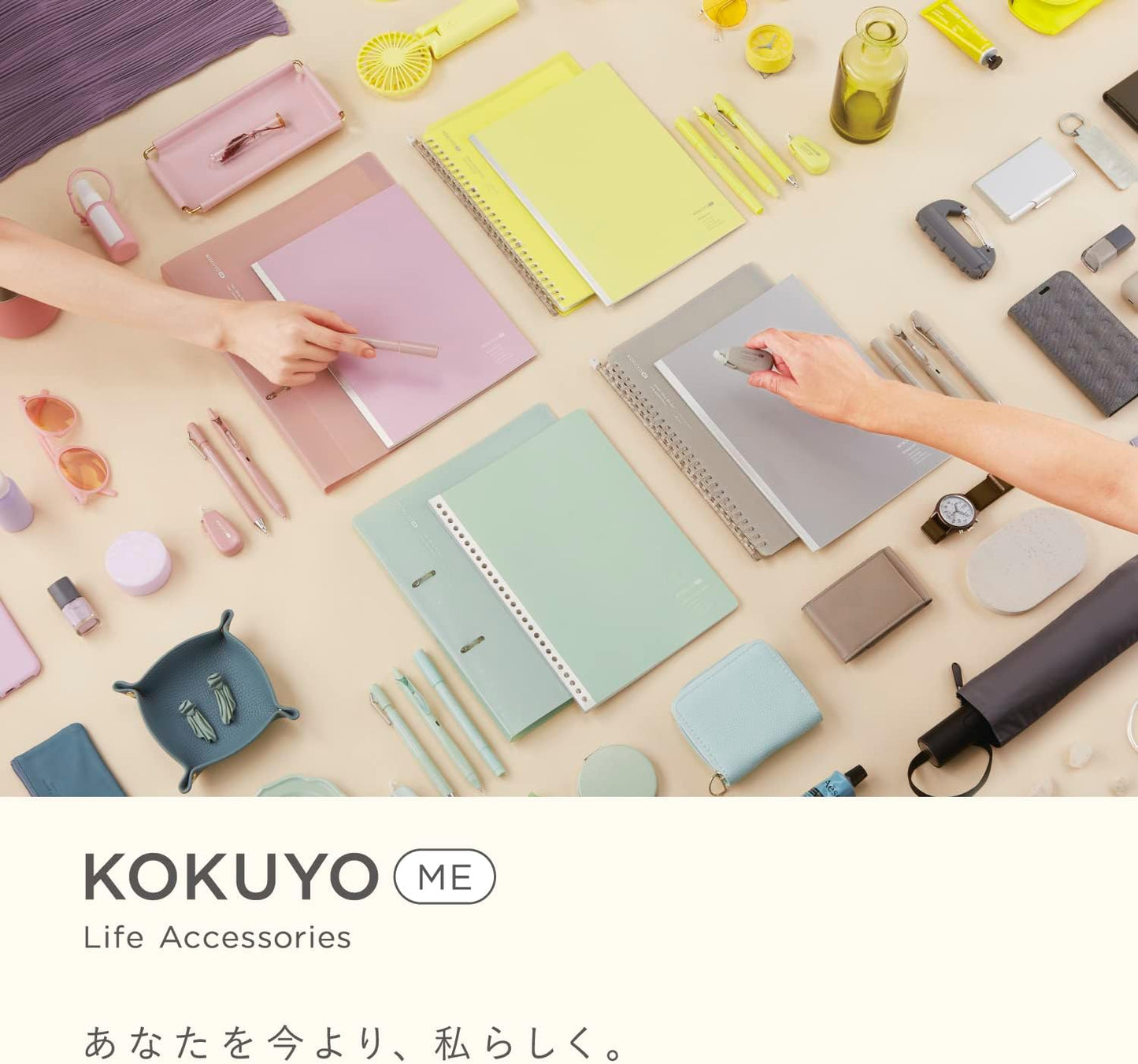 Kokuyo Me Campus Smart Ring Binders, B5 Fragile Mint Binder Notebooks, Up to 60 Sheets 26 Holes Slim Binder Folder with 10 Extra Campus Sarasara Loose-leaf Paper for Work, Study & Journal,Japan Import
