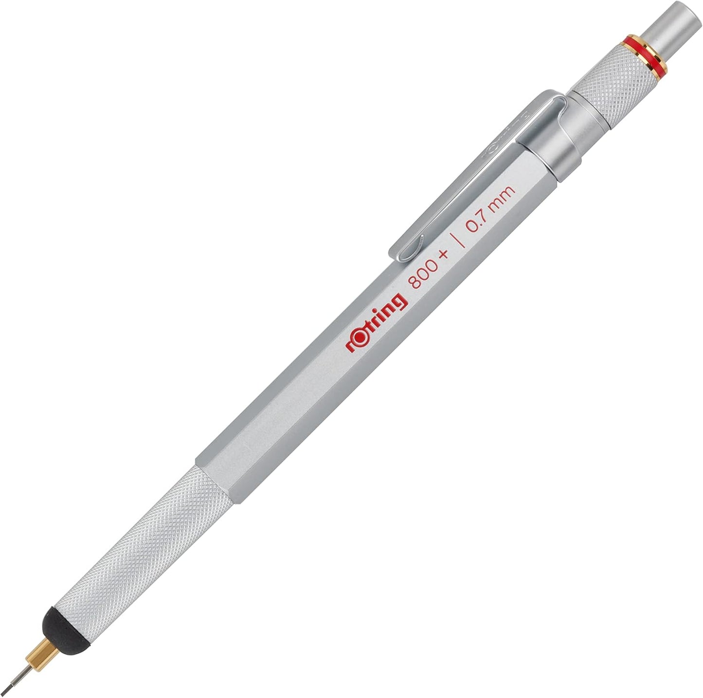 rOtring 1900184 800+ Mechanical Pencil and Touchscreen Stylus, 0.7 mm, Silver Barrel