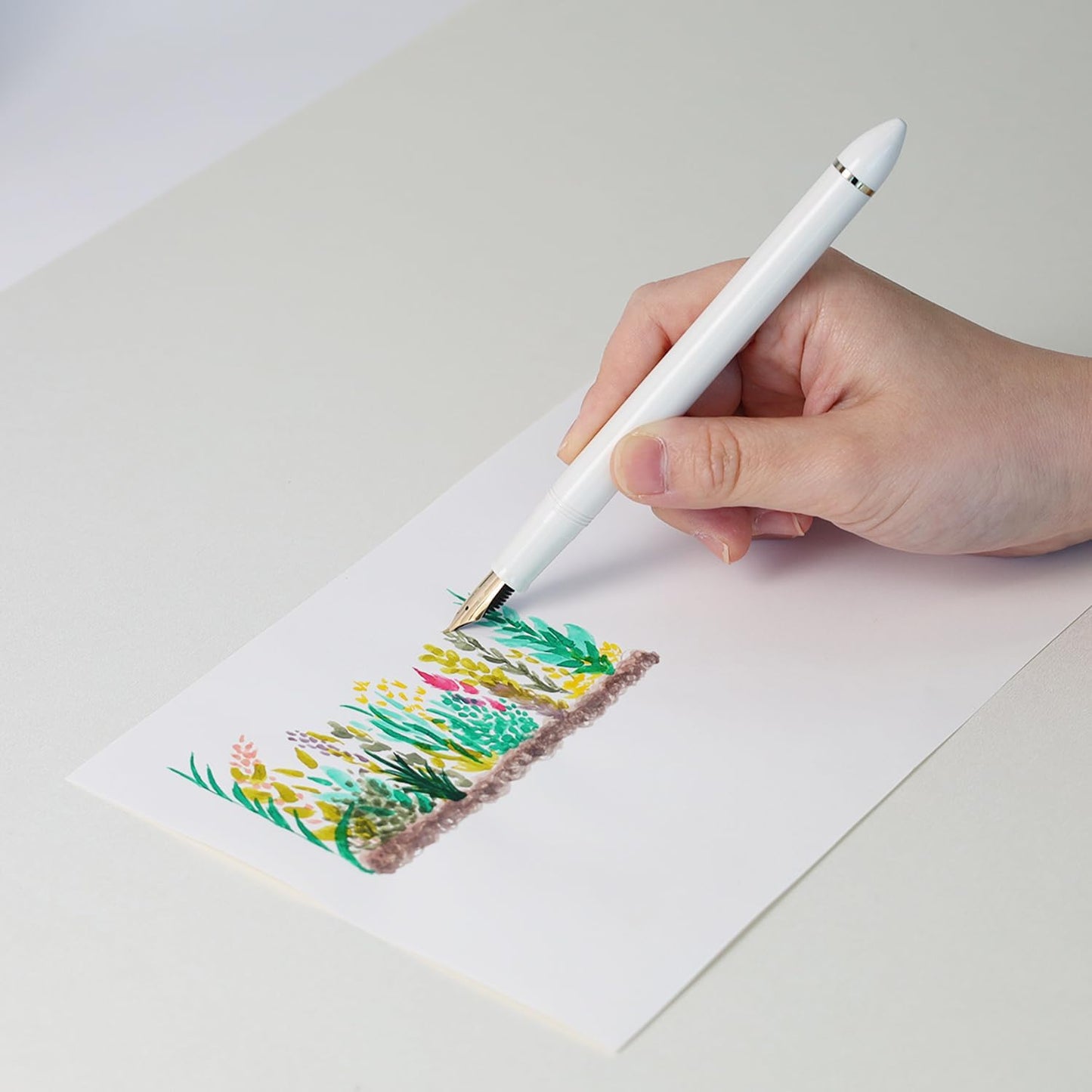 Sailor Fude DE Mannen Fountain Pen, Pearl White, Special Nib (12-0150-010) writing sample