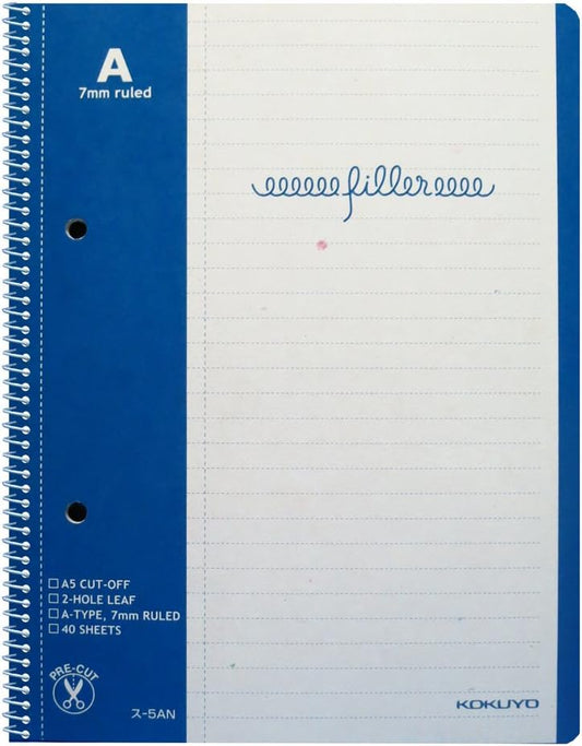 Kokuyo filler note 2 hole margin KeiIri A ruled A5 40 sheets scan -5AN