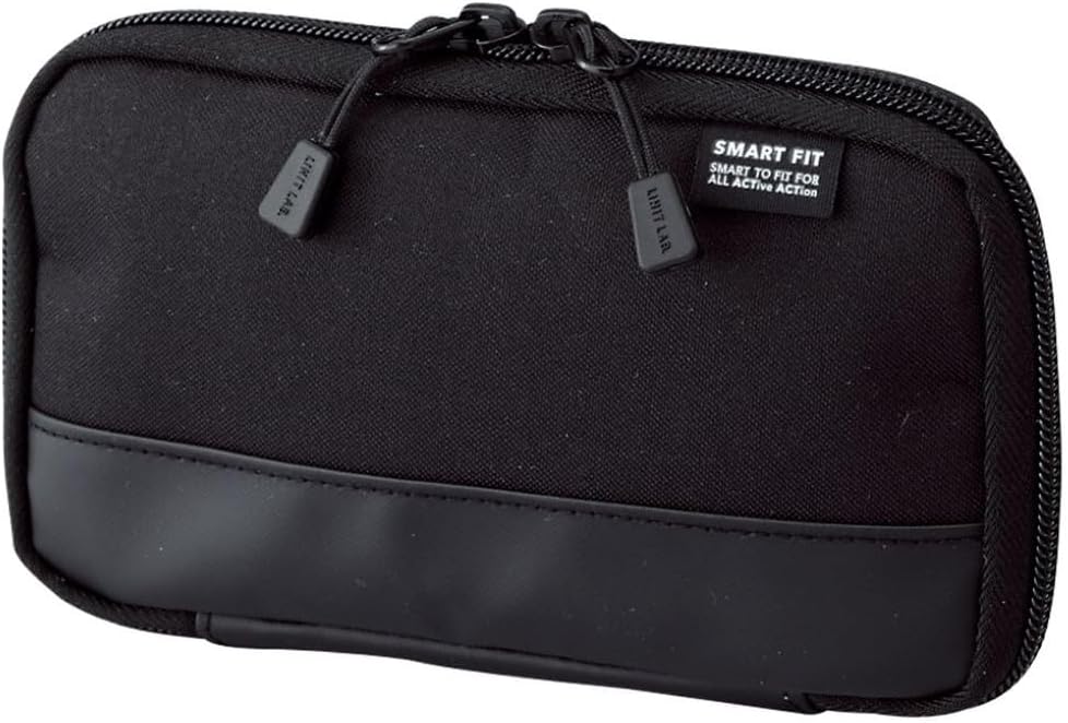 LIHIT LAB Compact Pen Case (Pencil Case), Water & Stain Repellent,3.5" x 6.5'', Black (A7687-24)