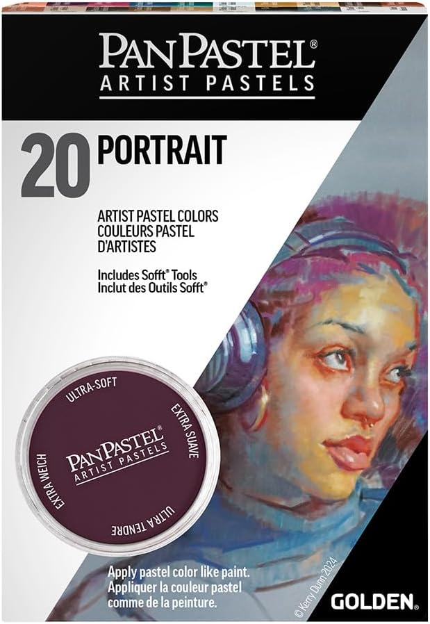 PanPastel Artist Pastels by GOLDEN, Portrait Set, 20 Color, Professional Artist Pastels, Unique Pan Format (cake-like)