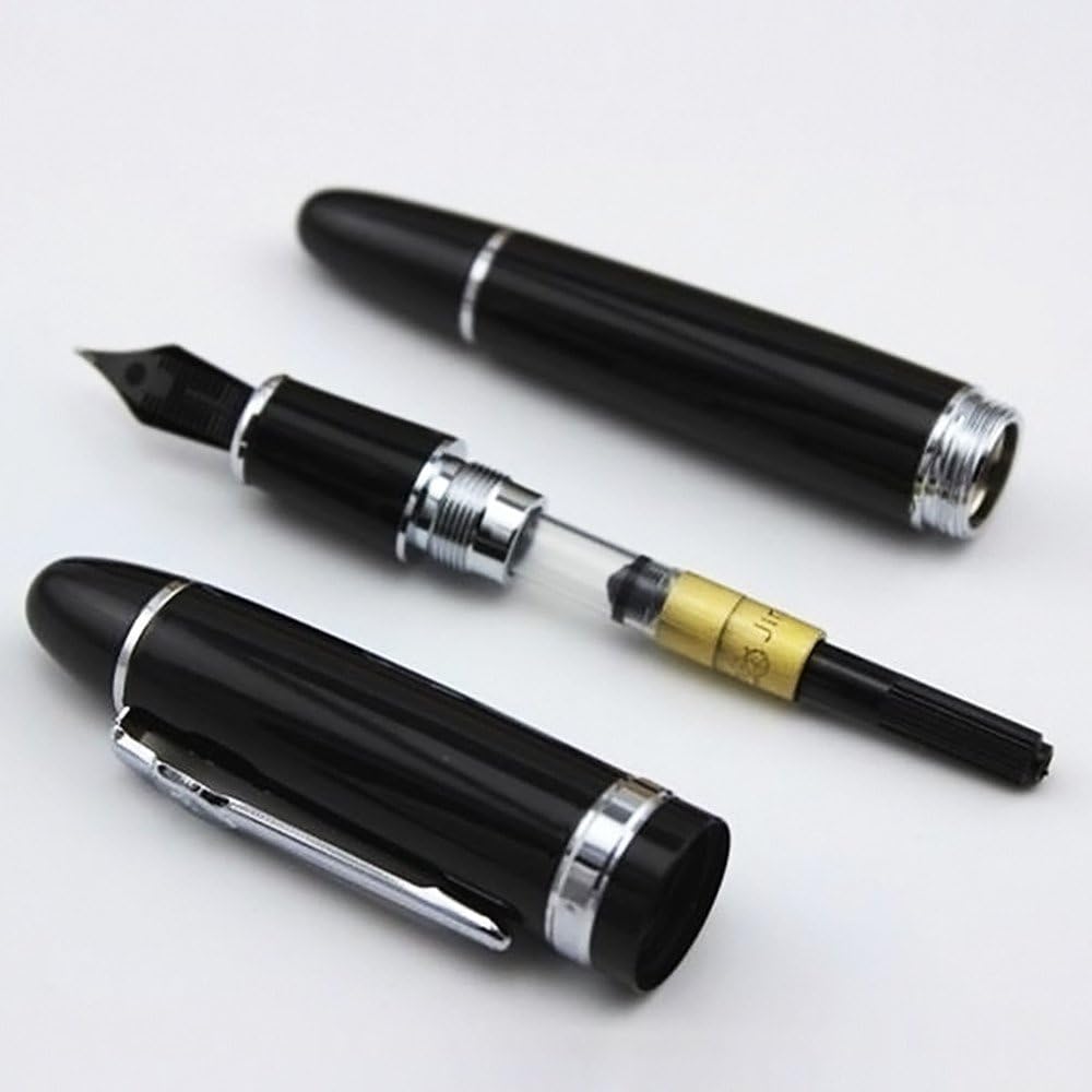 JINHAO Advanced Fountain Pen 159 Black Bright with Silver Broad Nib product angle view