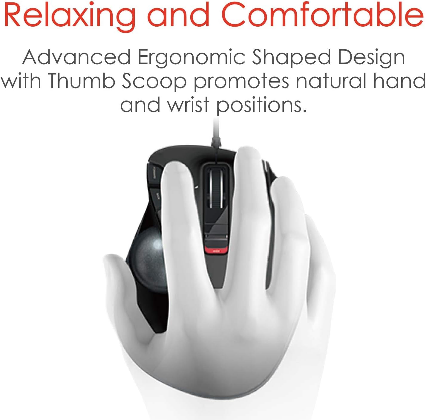 ELECOM EX-G Wired Trackball Mouse, Ergonomic, Thumb Control, Smooth Tracking Roller Ball, 6 Programmable Buttons, Tilt Scroll Computer Mice for PC Mac