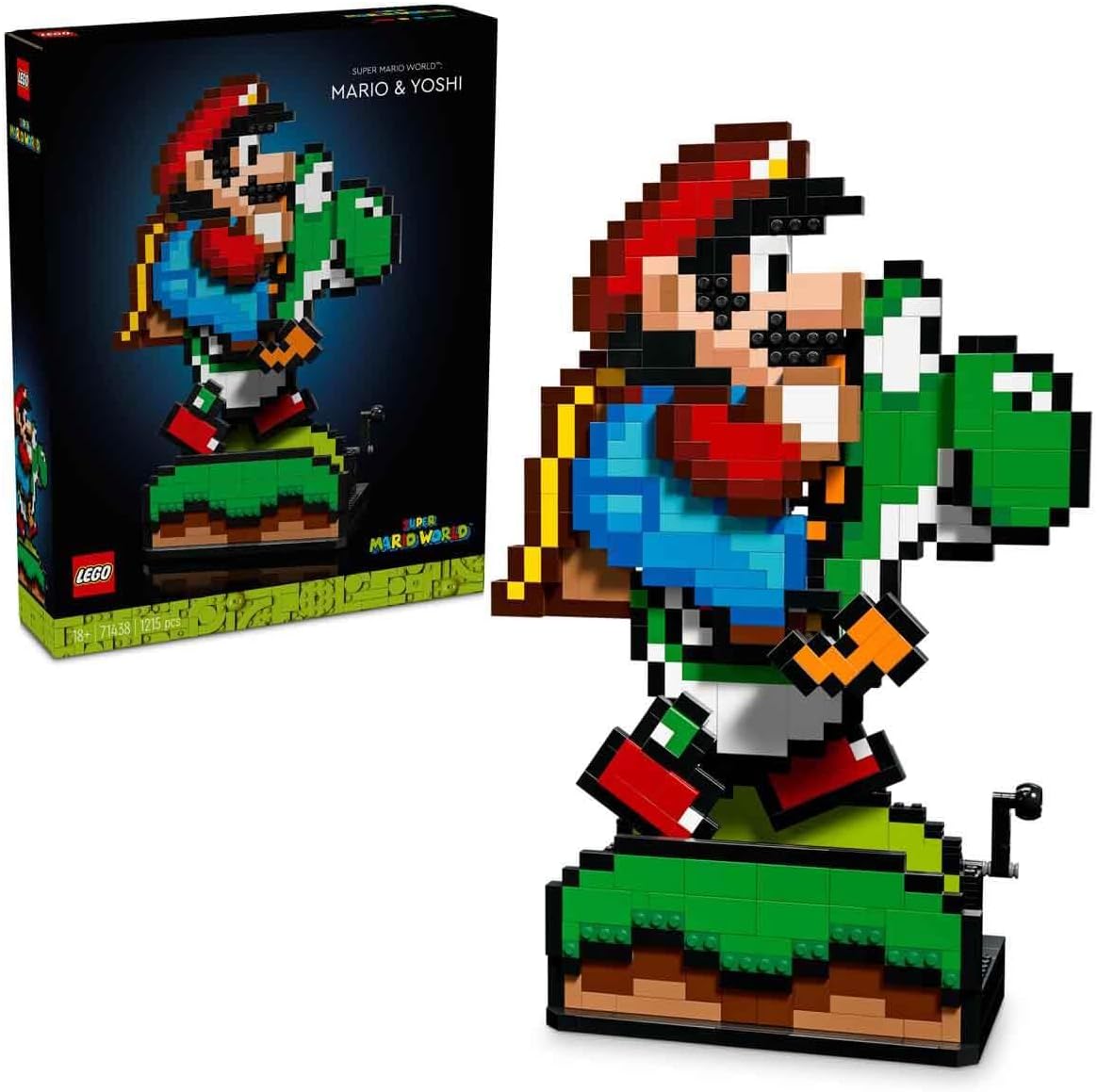 LEGO Super Mario Super Mario World: Mario & Yoshi Nintendo Collectible Set, Pixeled Figures, Gift for Adult Fans, Playful Display Model, Fun Room Decor 71438