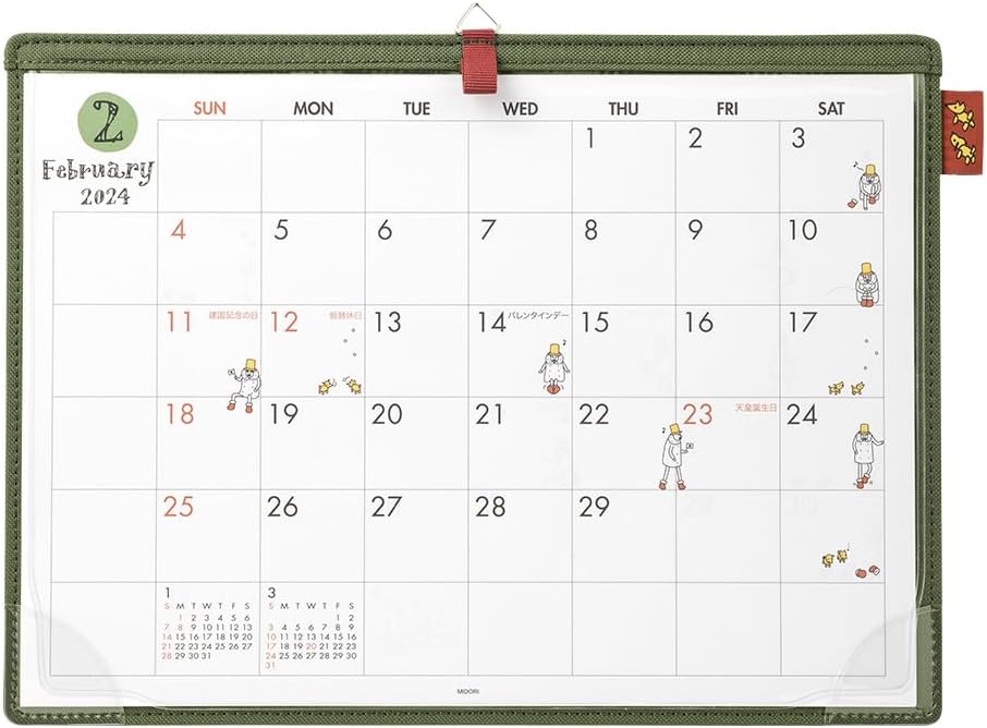 Midori 31282006 2024 Calendar, Tabletop Desk Calendar, A4, Ojisan Pattern