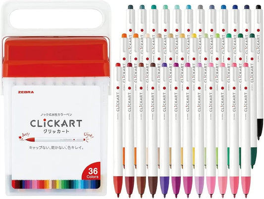 ZEBRA WYSS22-36C-N Clickart Water-Based Markers, 36 Colors, Case Included
