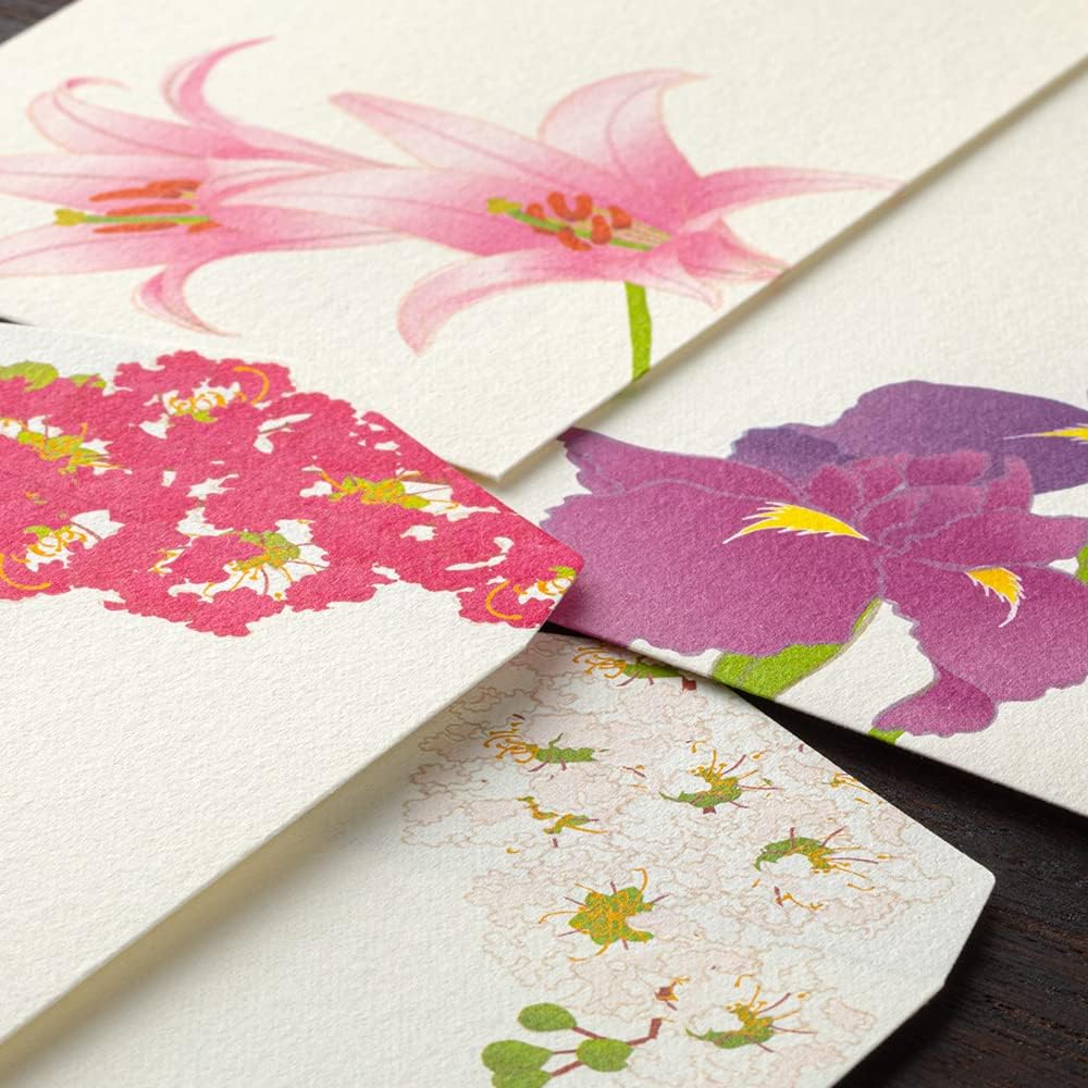 Midori 87102006 Envelope Paper Series, Summer Letter, 4 Patterns, Summer Floral Pattern