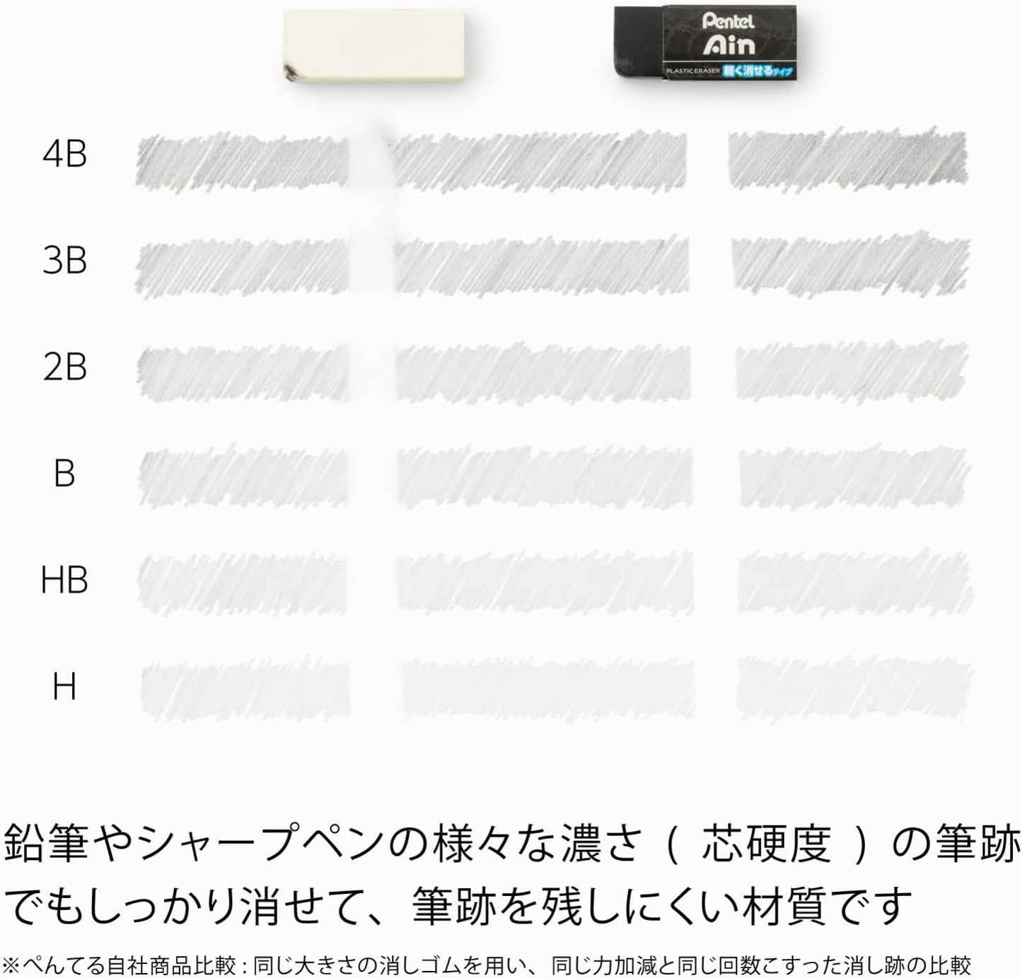 Pentel ZEAH06A Eraser Ain Black, Pack of 40