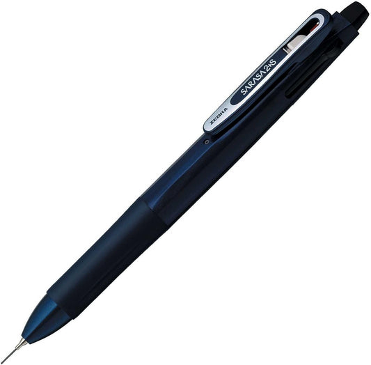 ZEBRA Multi Function Sarasa 2 Plus S Black/Red Ink Ballpoint Pen, 0.5mm Mechanical Pencil, Navy Body (SJ2-NV)
