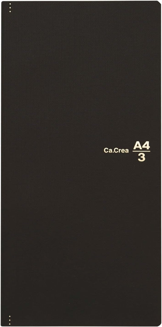 PLUS 77-926 Crie Notebook – A4 1/3 Premium Cloth Notepad, 5mm Grid, Matte Black