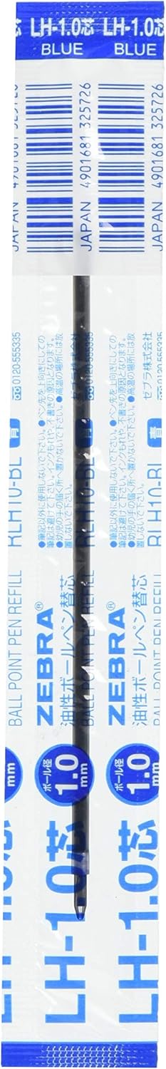 ZEBRA B-RLH10-BL Oil-Based Ballpoint Pen Refill, Tapri LH-1.0 Lead, Blue, 10 Pens