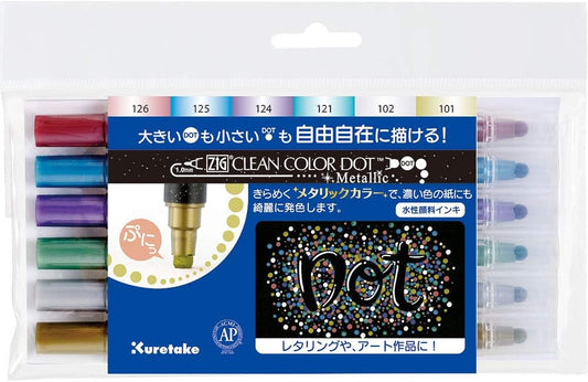 Kuretake TC-8100/6V ZIG Clean Color Dot Metallic 6 Colors