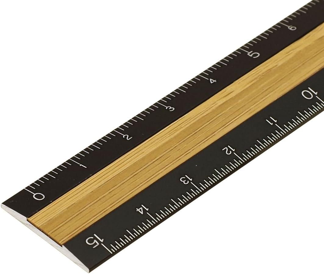 DESIGNPHIL 42270006 Midori Ruler, Aluminum & Wood Ruler, 5.9 inches (15 cm), Black
