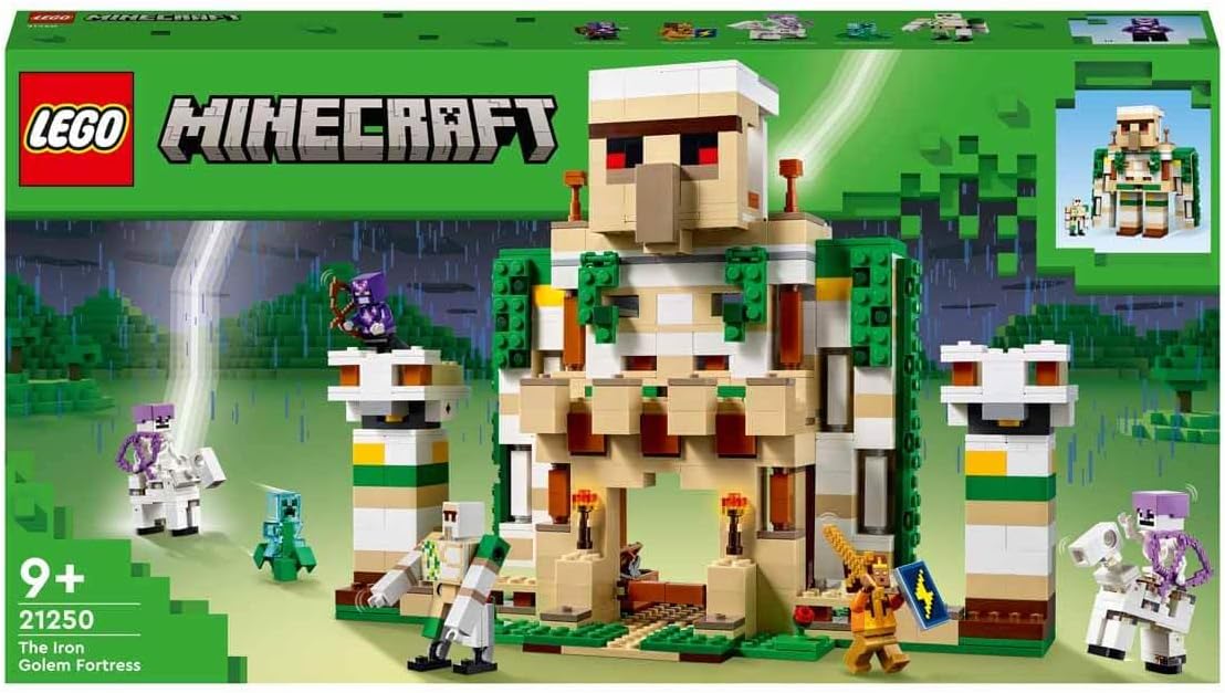 Lego 21250 Minecraft The Iron Golem Fortress, Buildable Castle Toy, Convertible into a Large Figure, with 7 Figures Including Crystal Knight, Skeleton Rider and A Loaded Creeper