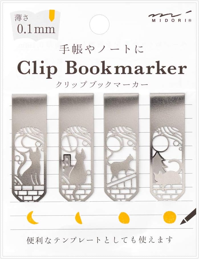 Midori 43372006 Book Marker Clip, Cat and Moon