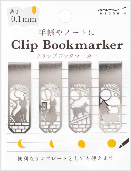 Midori 43372006 Book Marker Clip, Cat and Moon