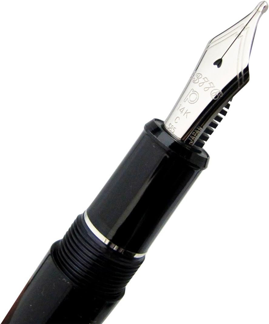 PLATINUM PLATINUM Fountain Pen #3776 Century Rhodium Finish #7-5 Black Diamond Nib Size: BB (Extra Broad) (Black Diamond, Broad Bold)