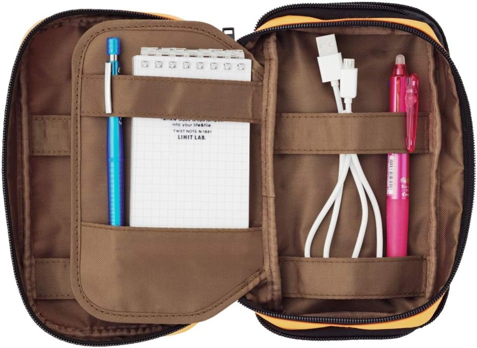 LIHIT LAB Large Capacity Double Zipper Pencil Case For School Office College, Big Capacity 6 Compartments Pencil Bag Holder Adults Teen Boys Girls, Travel Cosmetics Storage, Indigo (A7555-11)