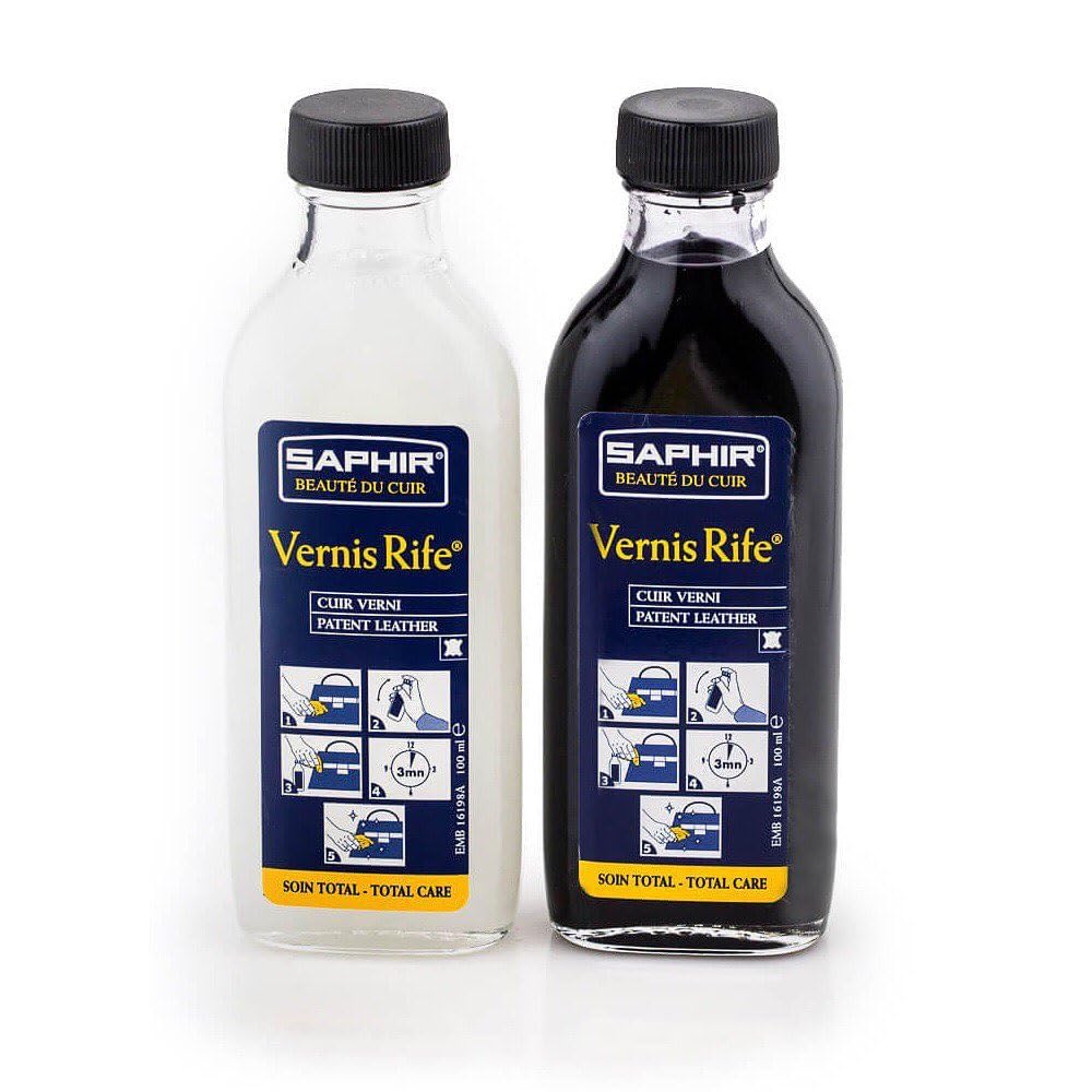 SAPHIR Vernis Rife - Patent Leather Cleaner - Shine, Clean and Protect against Cracking - Black - 100mL