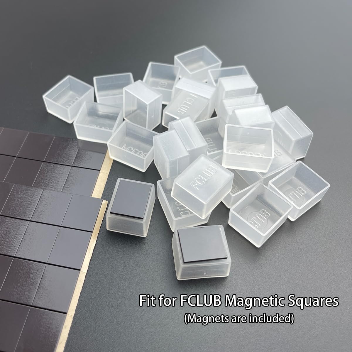 FCLUB Watercolor Palette Paint Tin with 40Pcs Empty Clear Plastic Half Pans, Magnetic Squares - Portable DIY Watercolor Palette for Artists