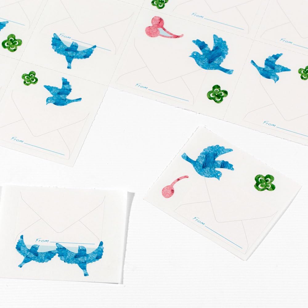 Green color with colored paper seal Blue Bird pattern