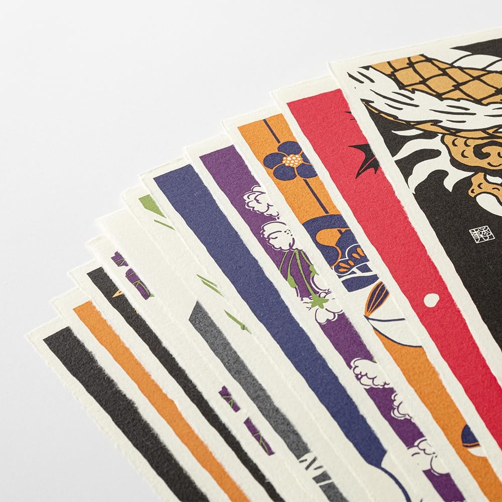 Midori 3130006 2024 Calendar, Wall Hanging, L, Echizen Washi Paper, Traditional Pattern (L (wind object handle))