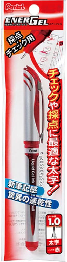 Pentel XBL60-B EnerGel Ink Ballpoint Pen, 1.0, Red, 5 Pieces